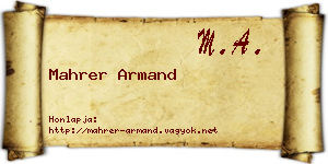 Mahrer Armand névjegykártya